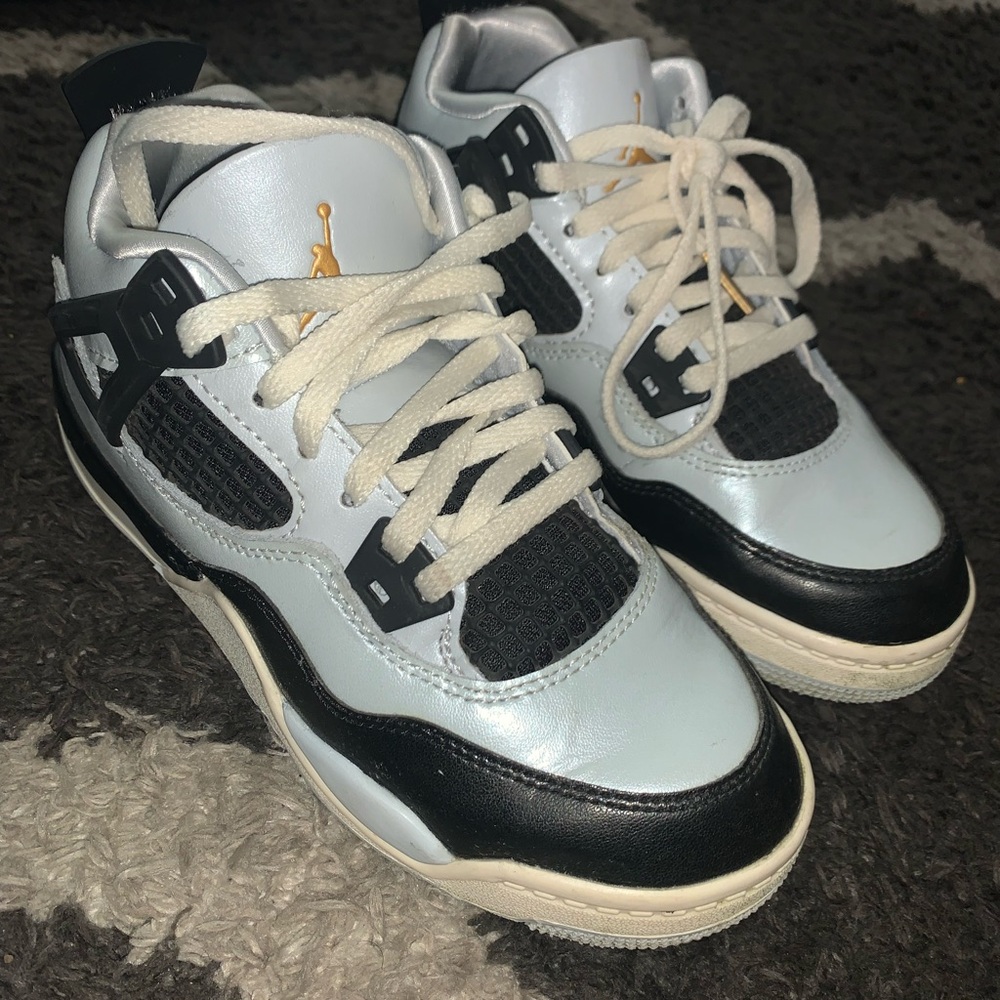 Jordan Kids Black and White Sneakers with Gold Logo